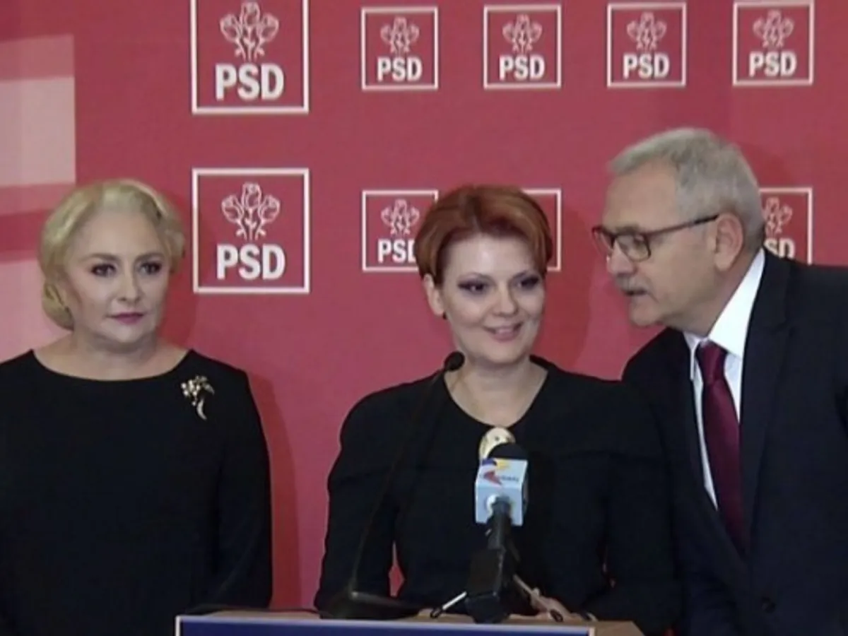 Viorica Dăncilă, alături de Lia Olguța Vasilescu și Liviu Dragnea, în vremurile în care PSD avea puterea. Foto: Antena 3