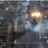 Coloana de tancuri rusești se deplasează spre Kiev/foto: ap