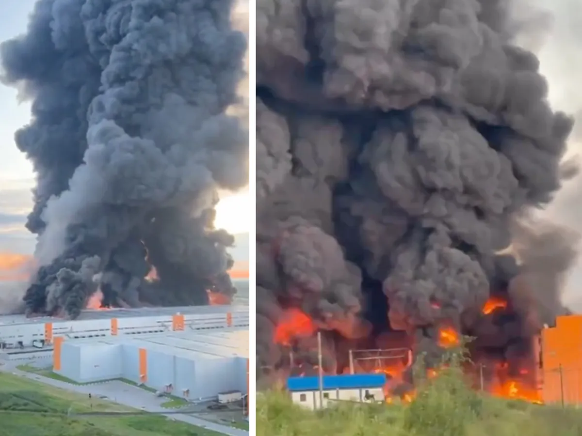 VIDEO Atac ucrainean cu drone la Sankt Petersburg. Un incendiu puternic a izbucnit la un depozit Wildberries