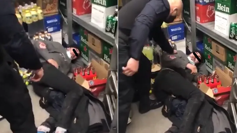 Hoț bătut în supermarket Foto: captură Youtube