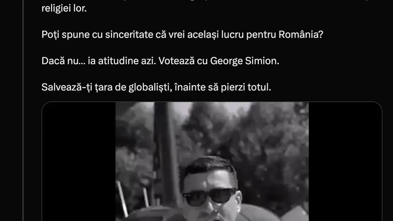 Tristan Tate face propagandă electorală pentru George Simion în ziua votului. E ilegal - Foto: captură ecran X