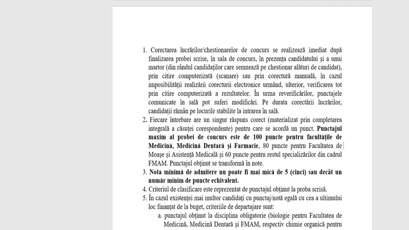 Metodologie de intrare la medicina