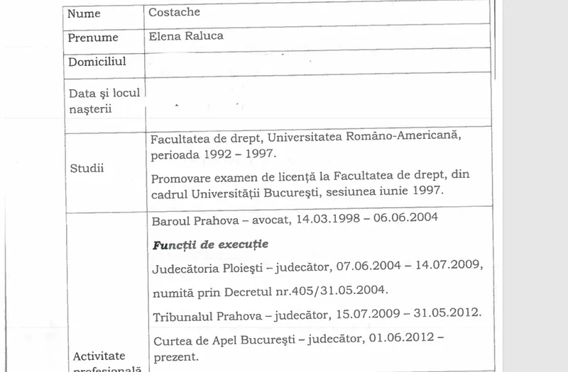 CV Elena Costache - Foto: CSM