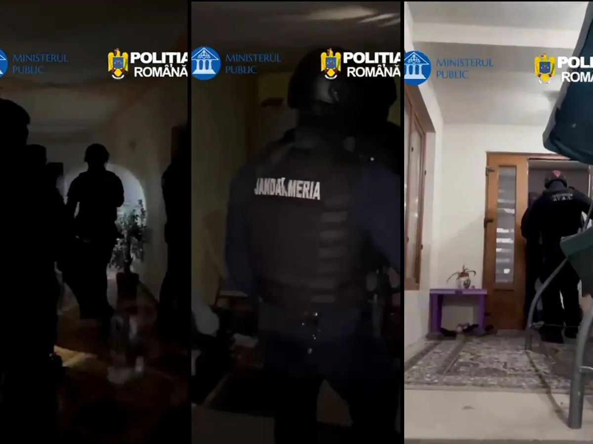 Percheziții - Foto: Colaj video Poliția Română- DIICOT