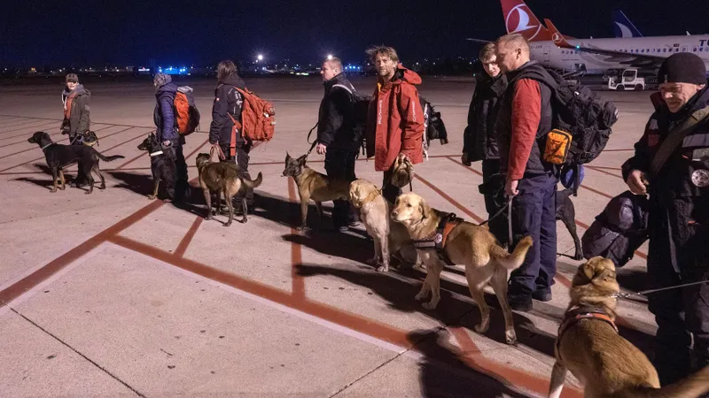 O echipă de căutare și salvare HUBA Rescue24 din Ungaria, pe aeroportul Adana/Foto: Profimedia Images