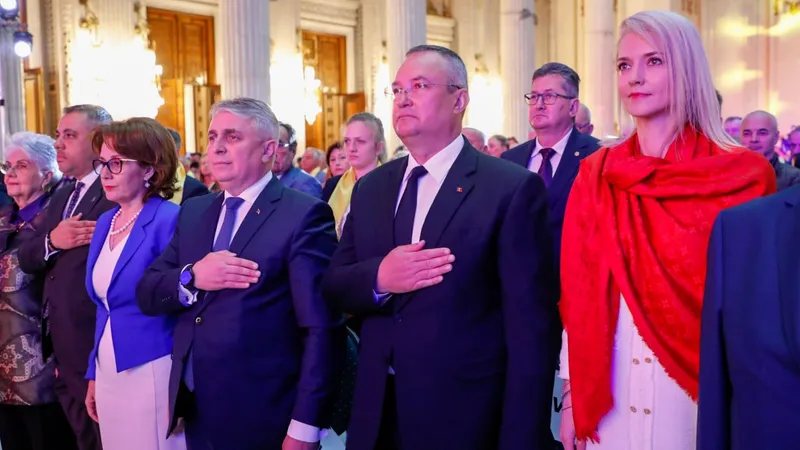 Politicientii ascultă intonarea imnului Foto: Facebook/ Nicolae Ciucă