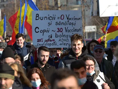 Protest antivaccinare în Parcul Izvor Foto: Agerpres