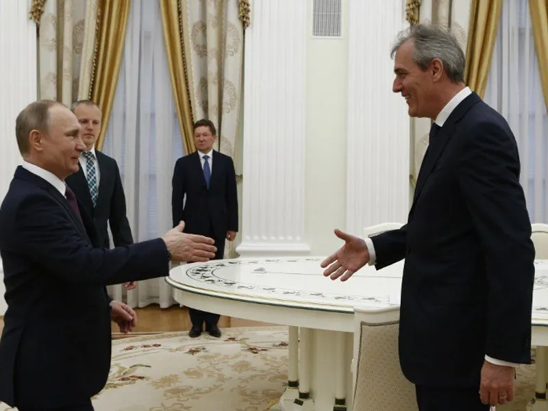 Președintele rus Vladimir Putin s-a întâlnit cu Rainer Seele, la Kremlin, în aprilie 2018 Foto Getty Images