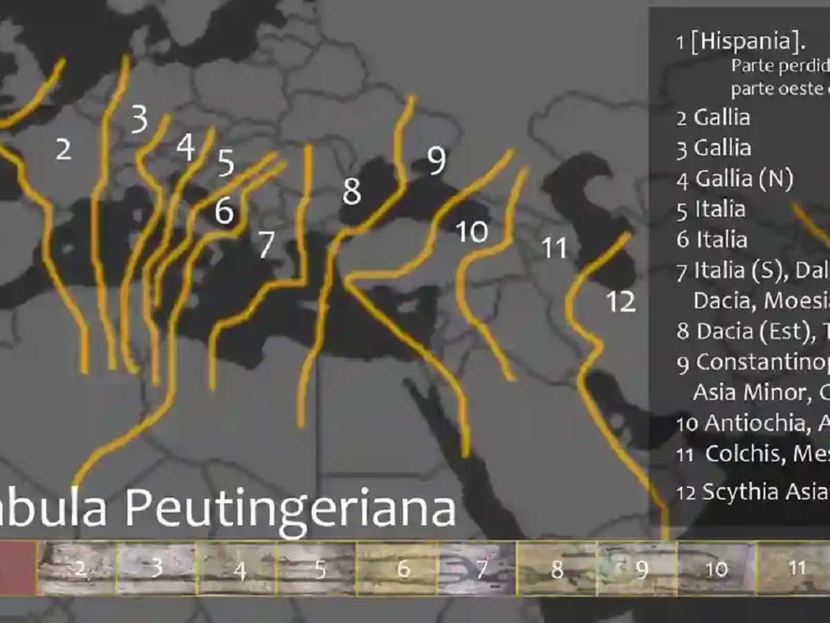 Segmente ale hărții rutiere romane