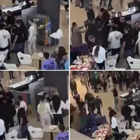 Bătaie, cu pumni, picioare și tăvi cu mâncare, la mall. Un bărbat rănit grav, 3 reținuți. - Foto: colaj/captură video