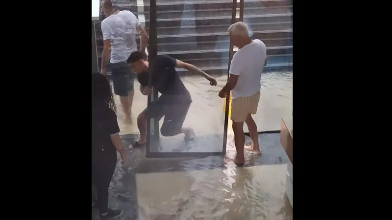 Vremea strică vacanța românilor în Halkidiki. Plouă torențial, străzi și hoteluri inundate - Foto: captură video