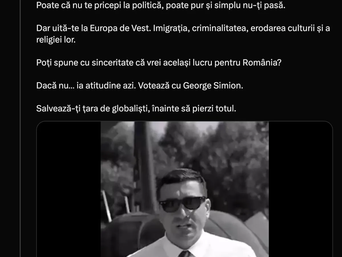 Tristan Tate face propagandă electorală pentru George Simion în ziua votului. E ilegal - Foto: captură ecran X