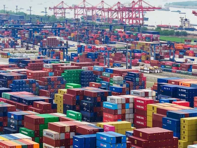 Containere în portul Longtan, din Nanjing, provincia Jiangsu, din estul Chinei.. Foarte multe pleacă spre Europa - Foto: Profimedia Images