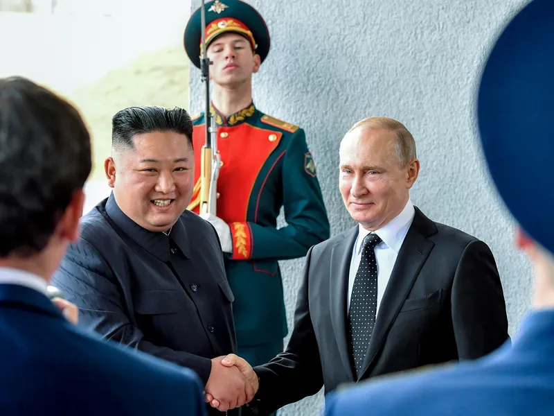 Kim Jong-Un și Vladimir Putin - Foto: Profimedia Images (arhiva)