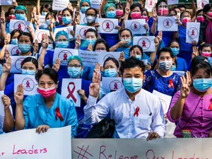 Protest în Myanmar/FOTO: Getty