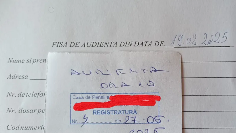 Foto: Dovadă bilet audiență Casa de Pensii