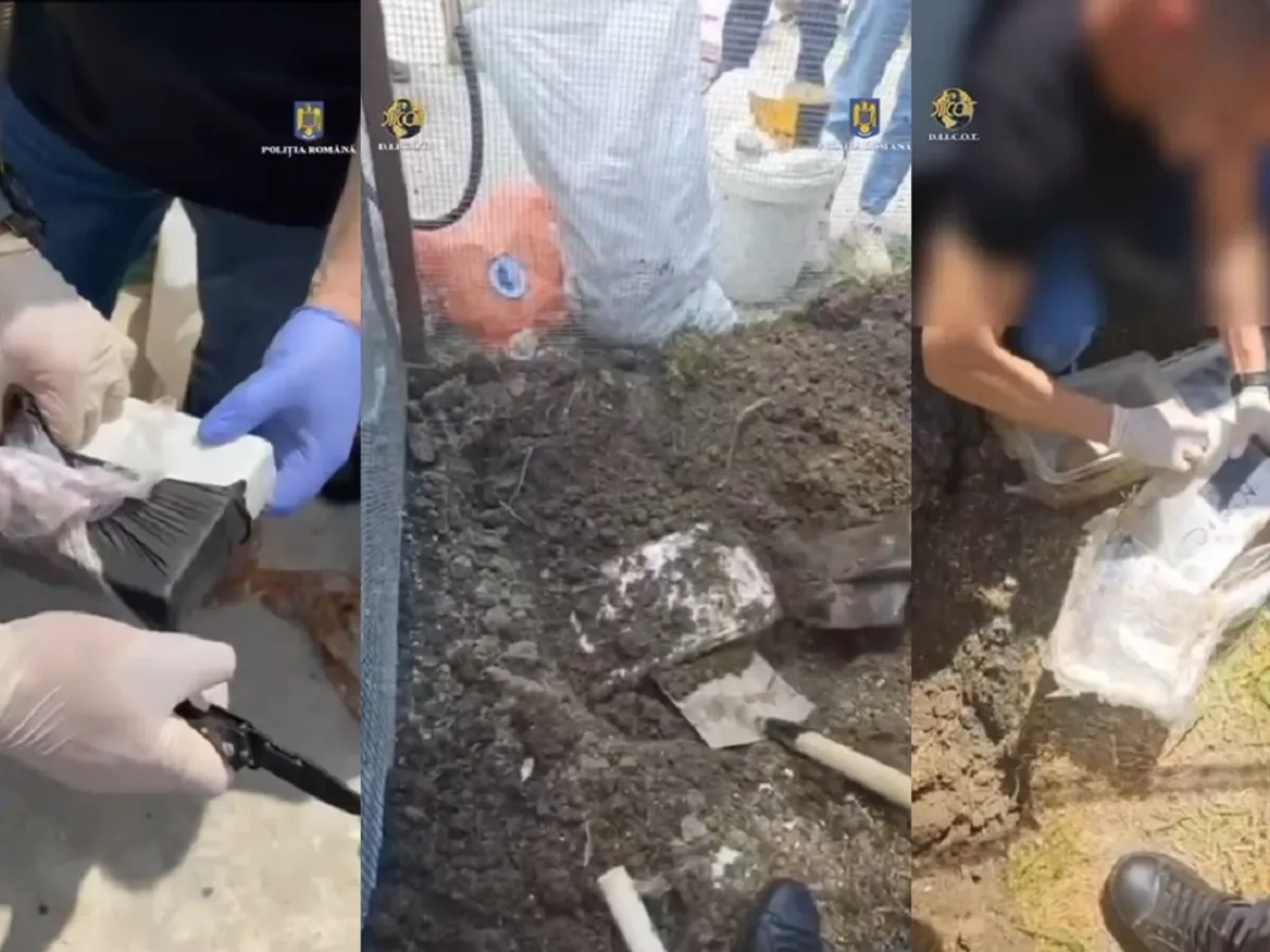Cocaină de peste 1.000.000 €, descoperită în timpul unor percheziții - Foto: Captură Poliția- DIICOT
