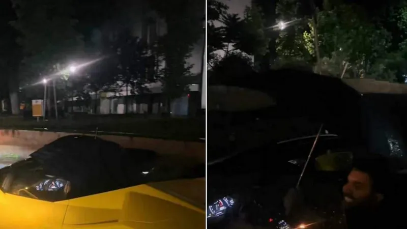 Cum și-a bătut joc manelistul Tzancă Uraganu de Lamborghini-ul de 300.000 € cu umbrela - Foto: spynews.ro