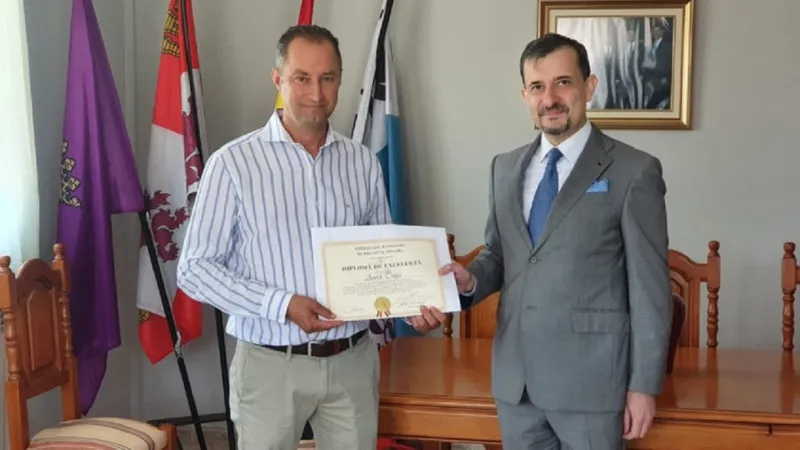 Aurel Truță și ambasadorul României în Spania. Foto: Twitter/@GeorgeBologan