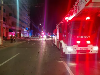 Drona căzută pe un bloc din Galați - Foto MAI