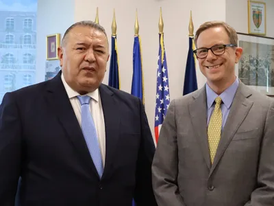 Președintele Camerei de Comerț și Industrie a României, Mihai Daraban, a avut o întâlnire oficială cu Andrew D. Lebkuecher, Economic Officer în cadrul Ambasadei Statelor Unite ale Americii în România Foto: CCIR