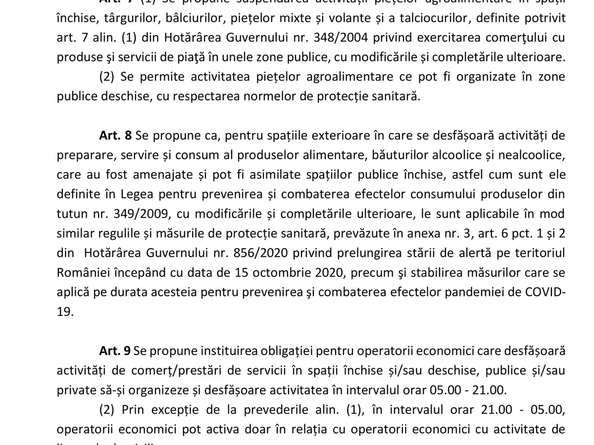 Draftul hotărârii care va intra în vigoare luni, 9 noiembrie. Sursa: GCS