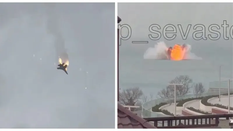 VIDEO Momentul în care rușii și-au doborât un avion Su-35. Putin a pierdut 106 aeronave de luptă - Foto: Captură video/ Colaj/ X