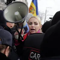 Deputatul Șor Marina Tauber în timpul unui protest-Foto: Profimedia Images