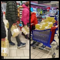 FOTO Indiferenți la asigurările autoritățile, românii au stat la cozi la ulei.  / telem.ro