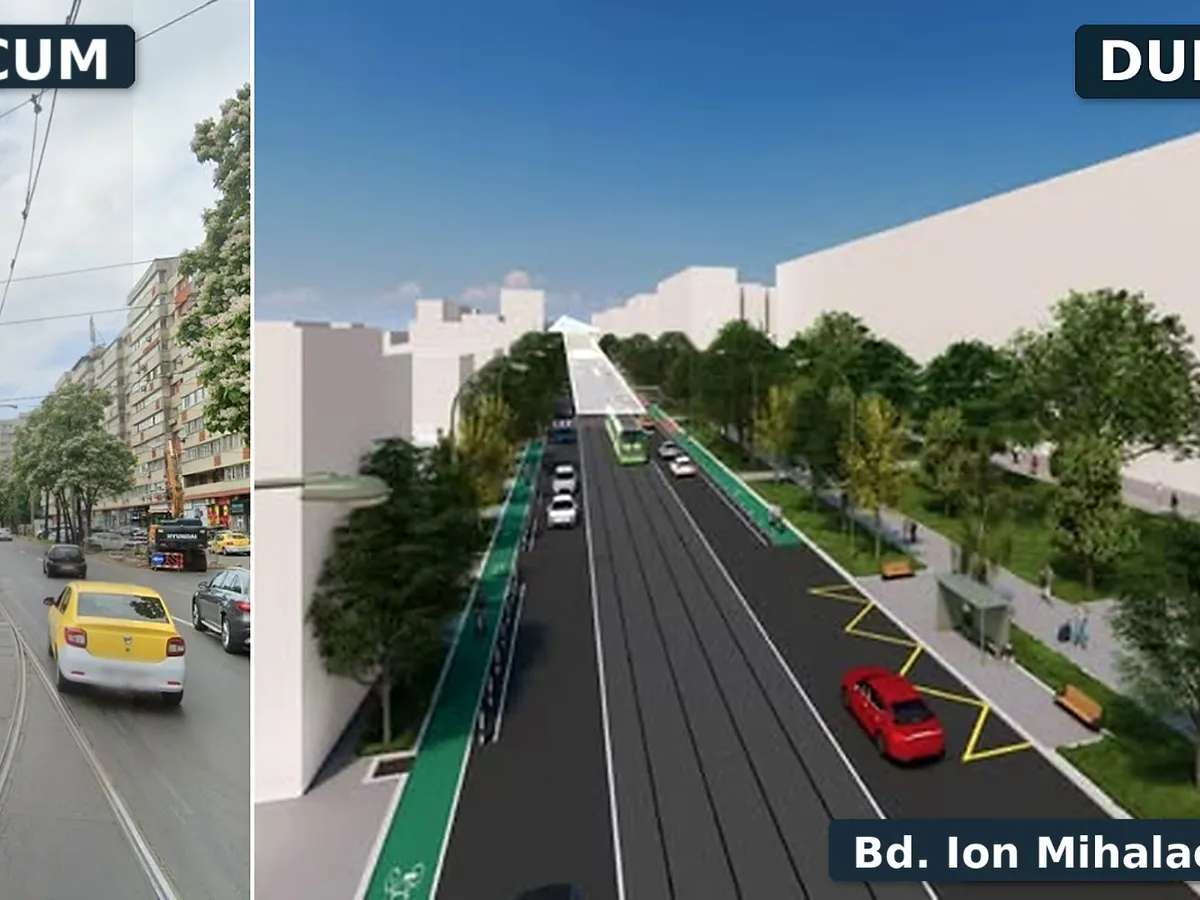 Cum va fi modernizat Bd Ion Mihalache: 1 bandă pe sens pentru mașini, sute de parcaje desființate - Foto: Facebook / Primăria Sectorului 1