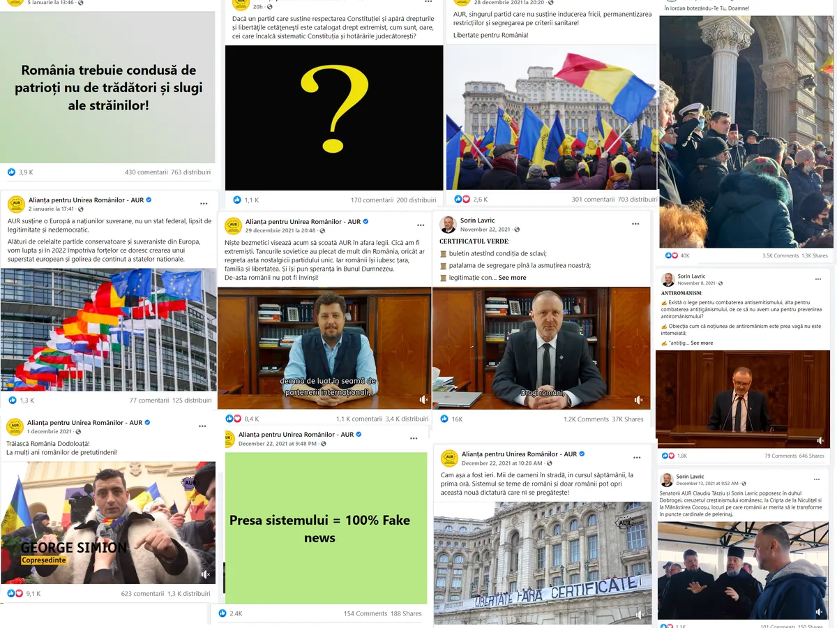 Costumele populare,
crucile și
limbajul belicos
sunt elemente pentru
imaginea AUR pe social media