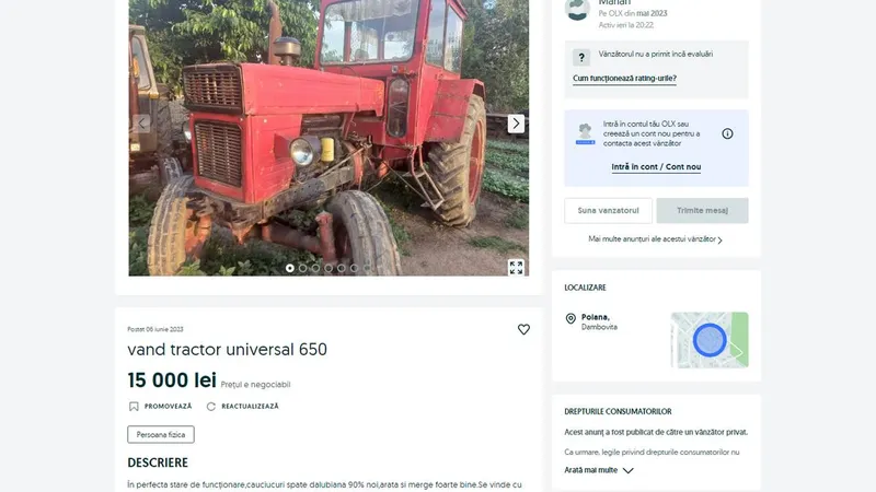 Ce preț au tractoarele care au arat toată România sub Ceaușescu? Sunt accesibile și încă merg - Foto: captură ecran Olx.ro