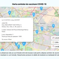 Așa arată harta interactivă pe care oamenii pot vedea la centrul pentru care au optat ce vaccin va fi administrat. Sursa: CNCAV