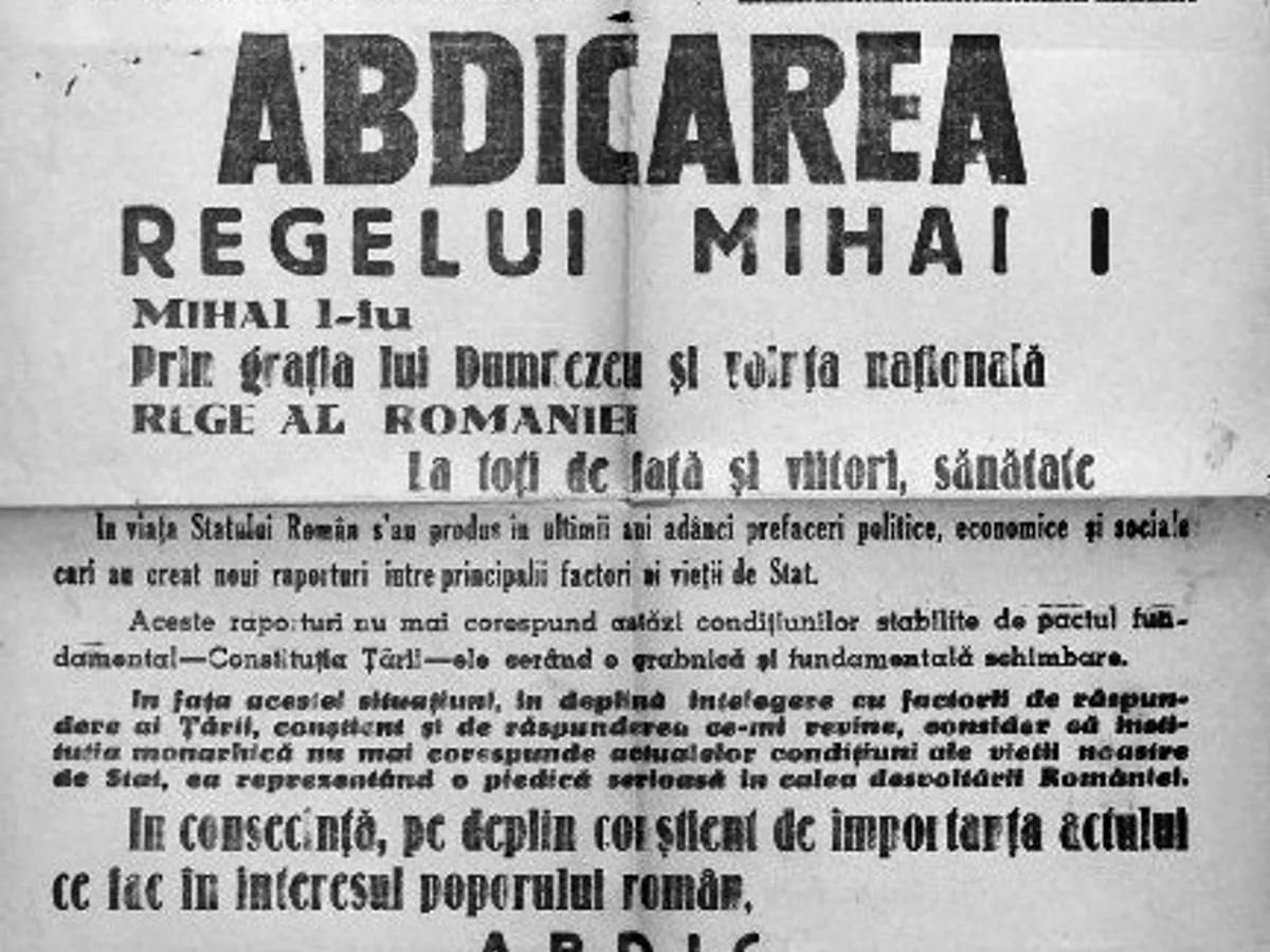 Abdicarea regelui, prezentată în organul de presă comunist Scânteia. Sursa: RADOR