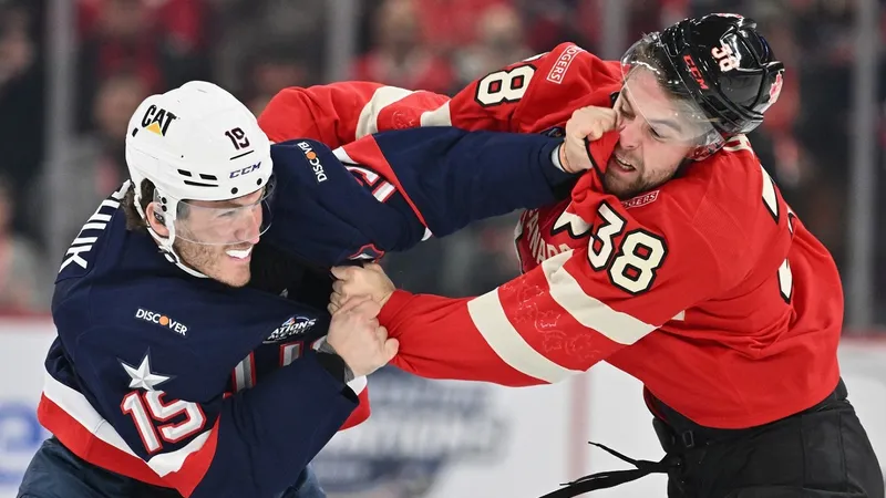 Război pe gheață între naționalele SUA și Canada, la hochei - Foto: Profimedia Images (cu rol ilustrativ)