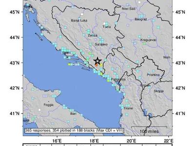 Cutremur de 5,7 grade Richter, în sudul Bosniei. S-a resimțit până la Belgrad, Zagreb şi Skopje. / Foto: agerpres.ro