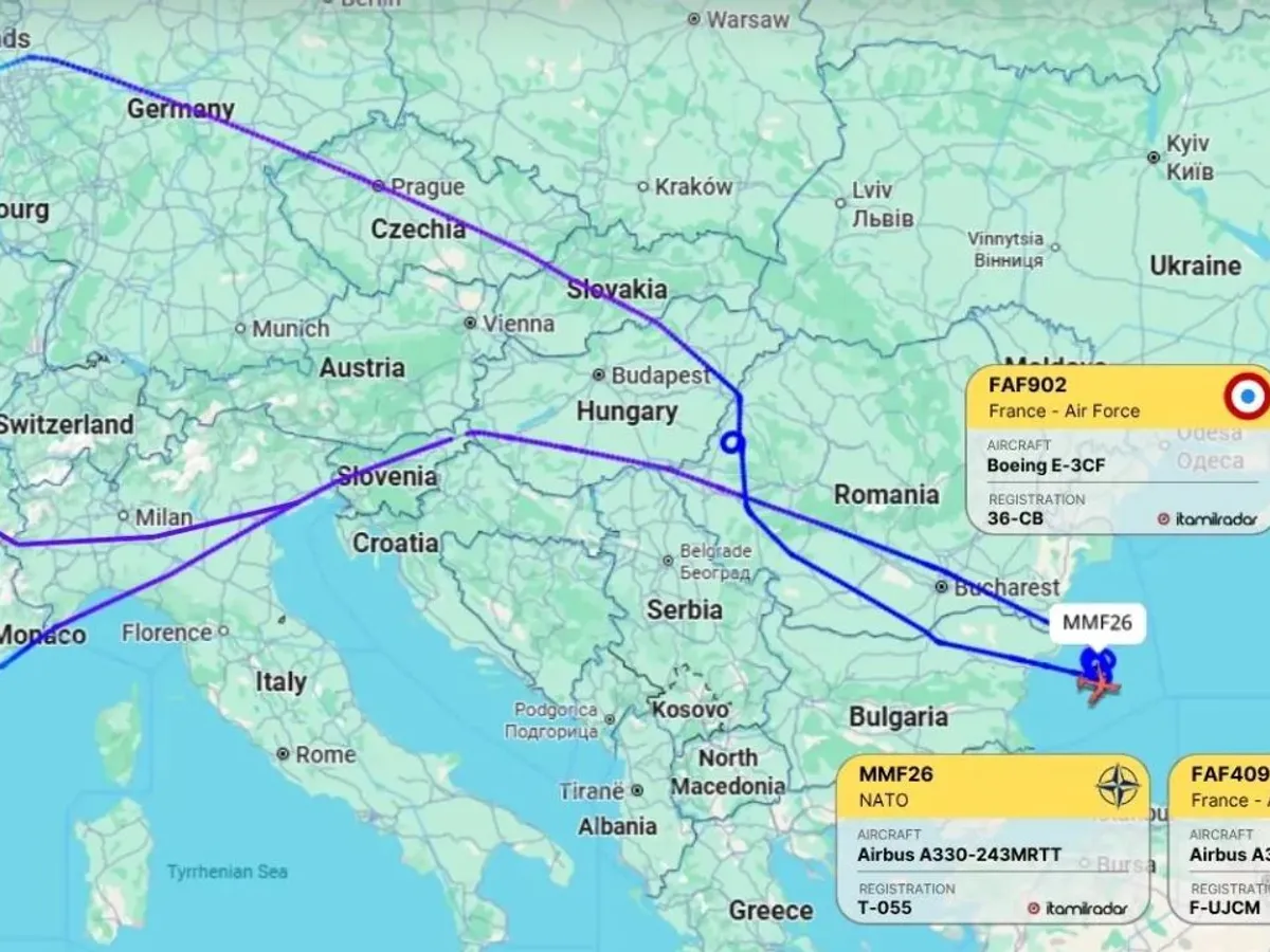 Operațiuni NATO deasupra României, la Marea Neagră, două zile consecutiv - Foto: ItaMilRadar
