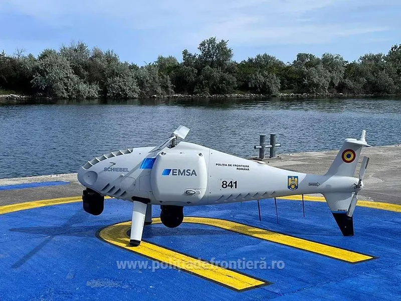 Frontiera de la Marea Neagră, supravegheată Frontiera României de la Marea Neagră, supravegheată din nou cu drone de tip elicopter / FOTO: politiadefrontieră.ro