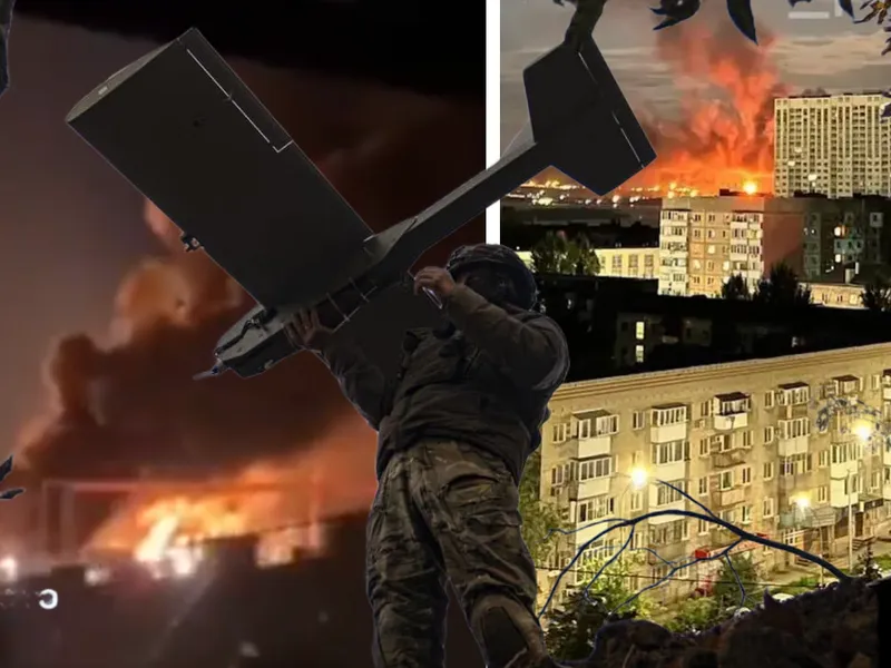 Rafinărie Rosneft, în flăcări după un atac cu drone. Procesa 7.000.000 de tone de tiței pe an - Foto: Colaj foto - Facebook - X