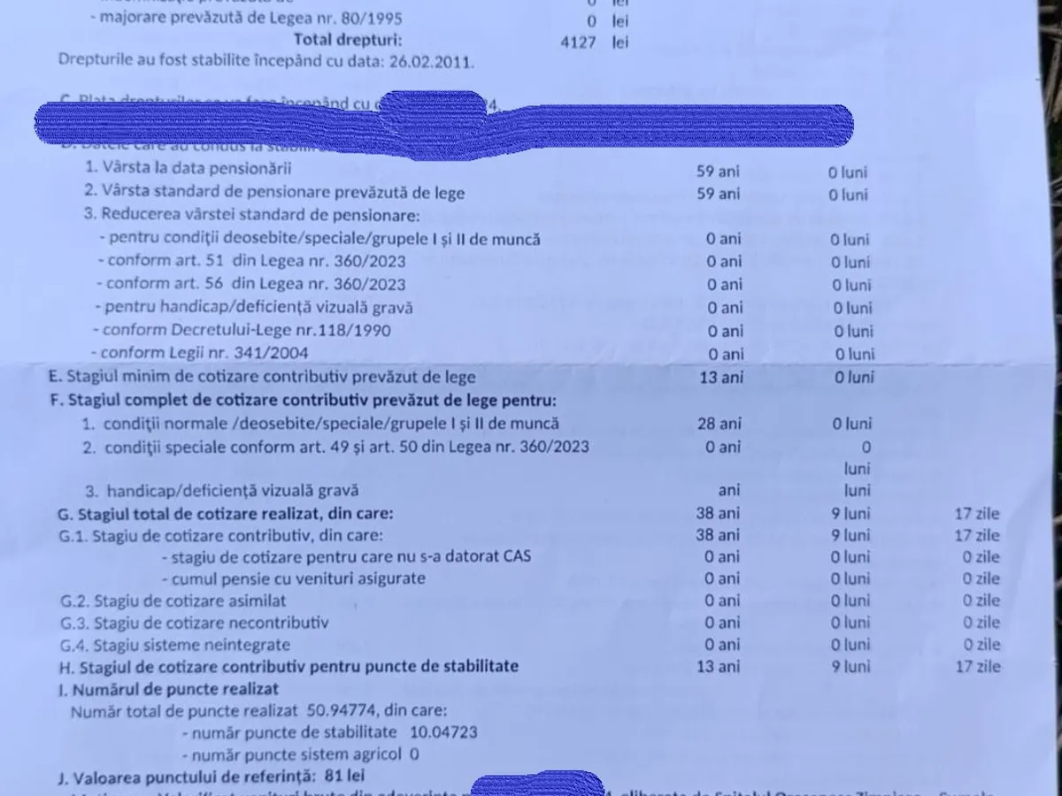 Decizie pensie Mica Recalculare