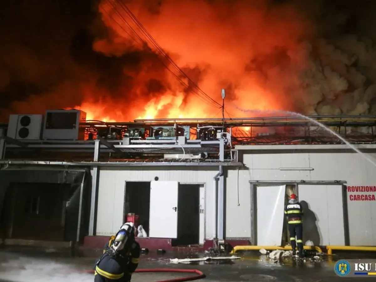 Incendiul de aseară, de la hala din spatele Şoselei Pantelimon - Foto: Facebook/ISUBIF