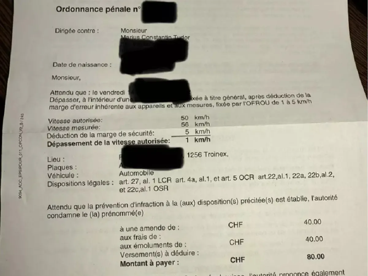 amendă în Elveția - Foto: captură Libertatea