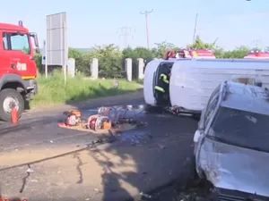 Șoferul nu s-ar fi asigurat la intrarea pe DN 71. Foto: Captura Video