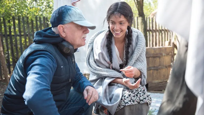 Stere Gulea și actrița Ioana Bugarin, în
timpul filmărilor