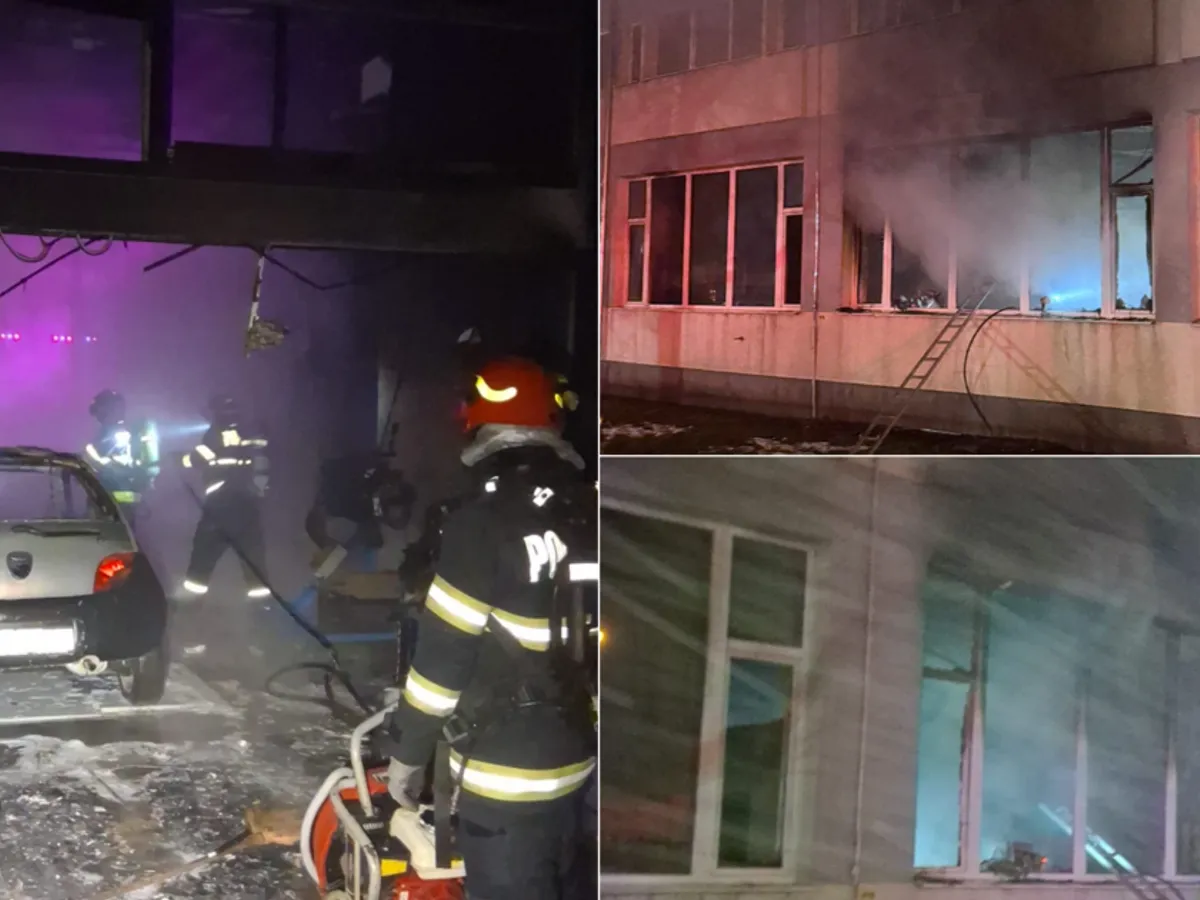 Incendiu puternic la Universitatea din Oradea. Laboratoare distruse complet, intervenție de urgență