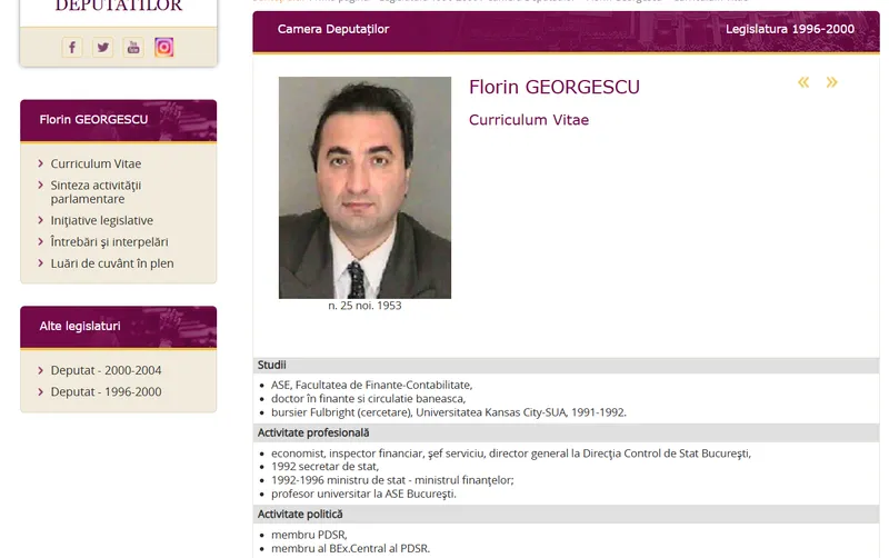 Florin Georgescu, 2 mandate de parlamentar - Foto. cdep.ro