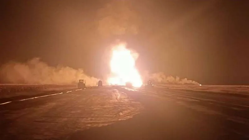 Explozie, pe șantierul Autostrăzii Moldovei. „Dorel” a lovit magistrala de gaze, 4 morți și 5 răniți - Foto: ISU Vrancea