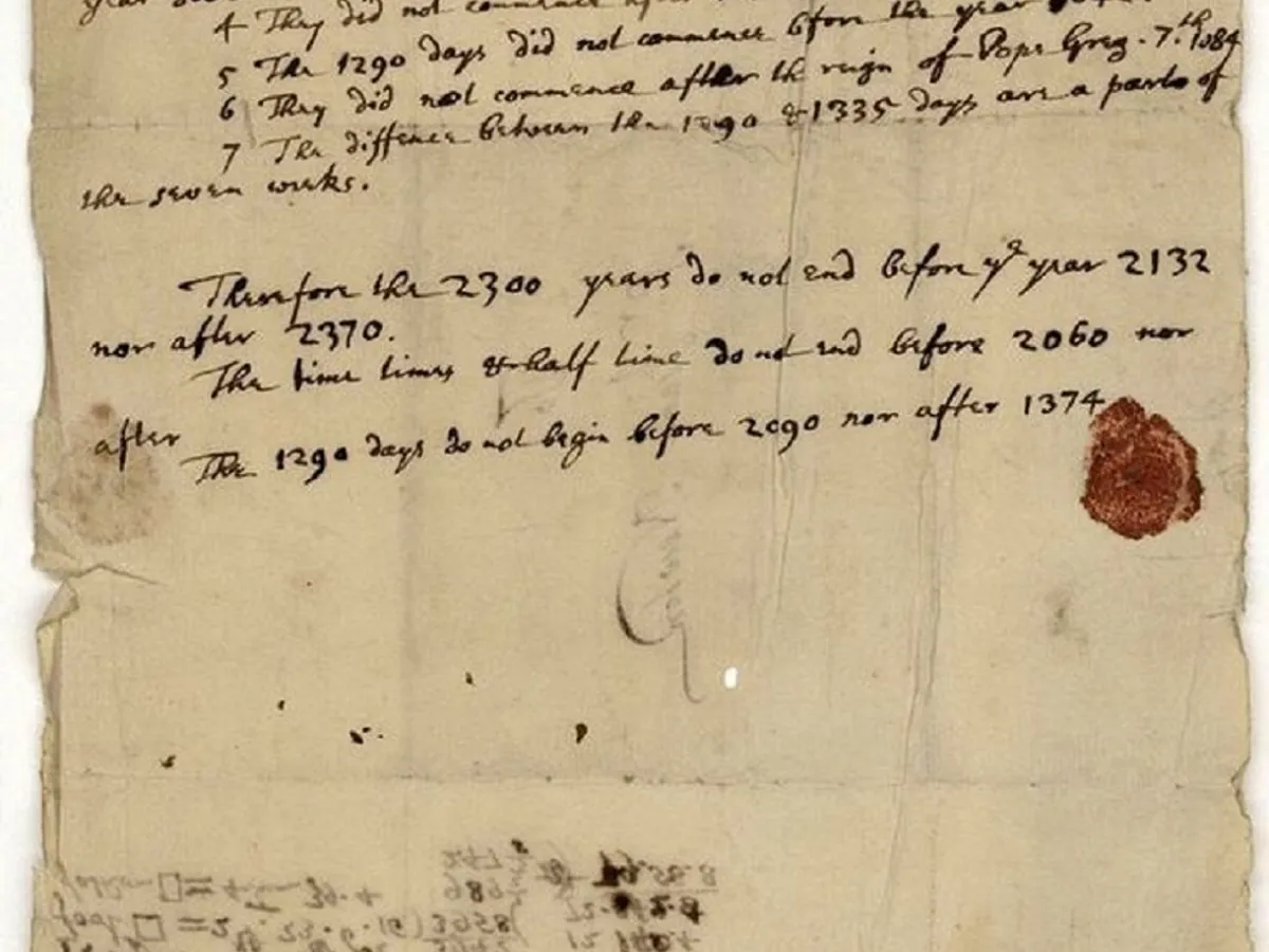 Newton a ajuns la concluzia că lumea se va sfârși în 2060 Foto: Universitatea Ebraică din Ierusalim