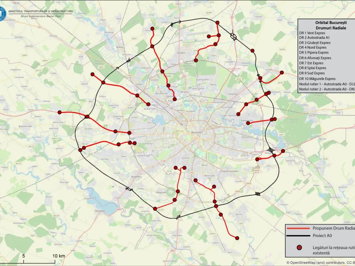 Harta celor 10 drumuri radiale din București - Foto: arenaconstruct.ro