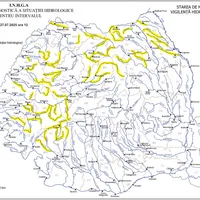 Cod galben de inundaţii pe râuri din Transilvania, Banat şi Moldova. Localitațile în pericol - FOTO: INHGA